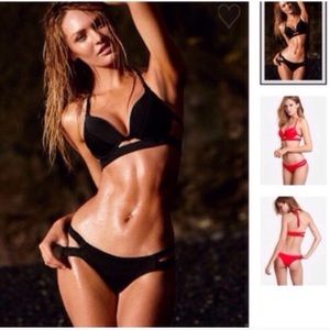 NEW Victoria's Secret hottie halter Black swim Top